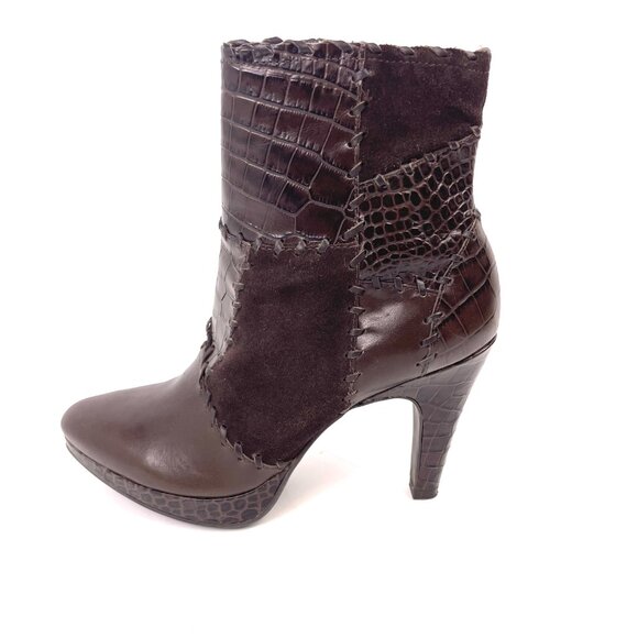 Gianni Bini Brown Patchwork Ankle Boots – Size 7.5M, 3.75” Heel - Picture 5 of 12